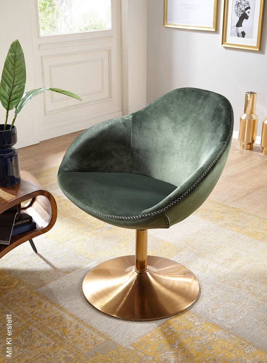 Wohnling Sessel grün gold Stoff Eisen B/H/T: ca. 70x79x70 cm