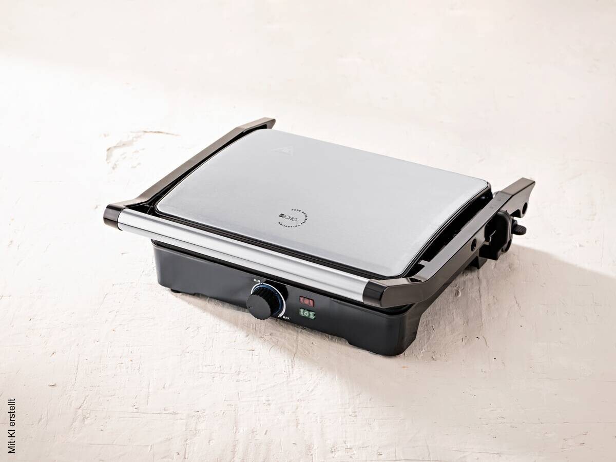 BERGNER Kontaktgrill silber B/H/L: ca. 15x37x38 cm