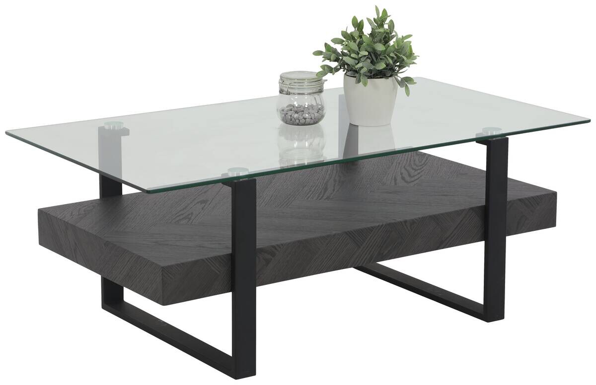 Hela Couchtisch Konrad schwarz mattschwarz klar Metall Glas B/H/T: ca. 110x43x60 cm
