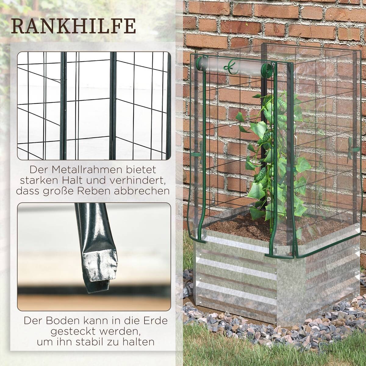Outsunny Hochbeet silber Stahl B/H/L: ca. 53x90x53 cm
