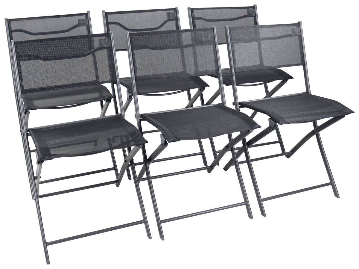 VCM Gartenstuhl 6er Set Sumila schwarz Metall B/H/L: ca. 45x79x46 cm