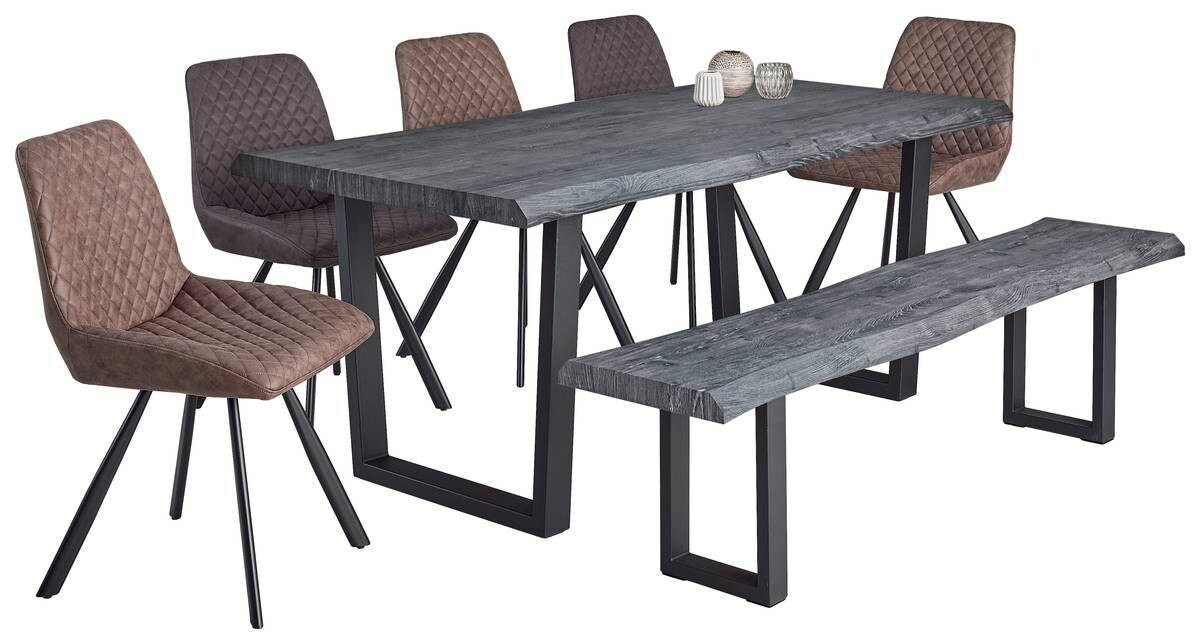 Stuhl Emily dunkelbraun schwarz Microfaser Metall B/H/T: ca. 51x87x63 cm