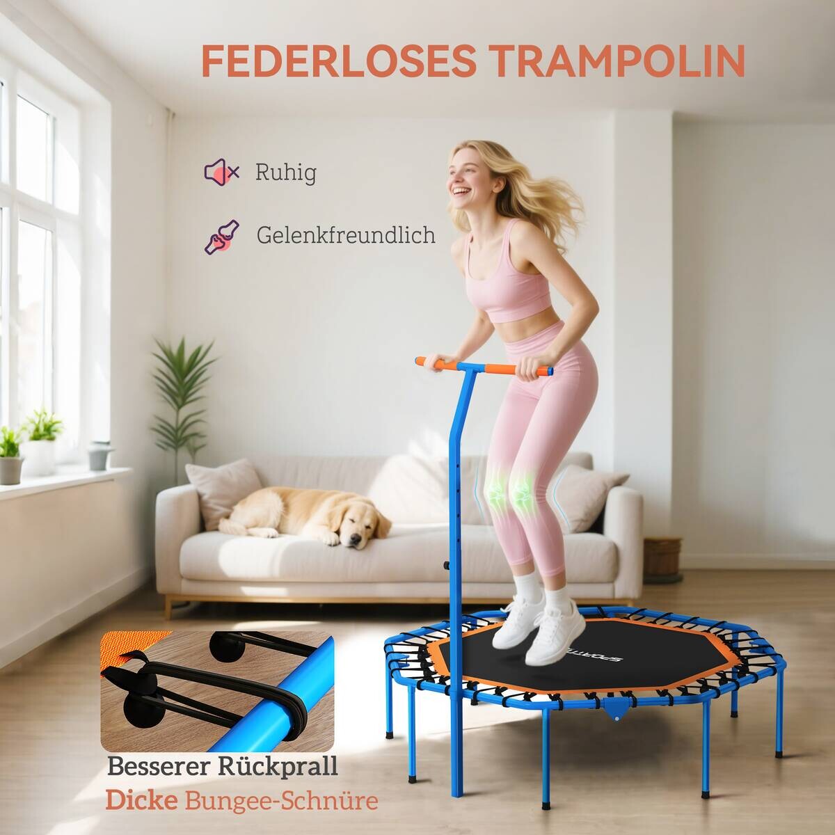 SPORTNOW Fitness Trampolin blau B/H/L: ca. 120x126x128 cm