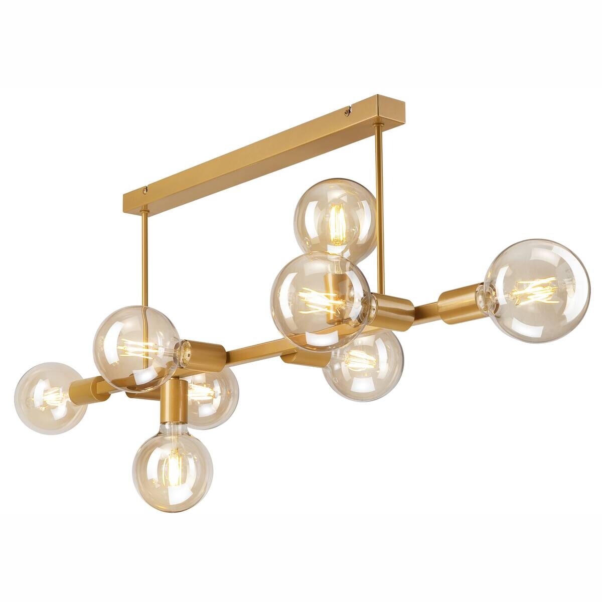Lamkur Deckenleuchte gold Stahl B/H/L: ca. 93x39x93 cm E27 8 Brennstellen