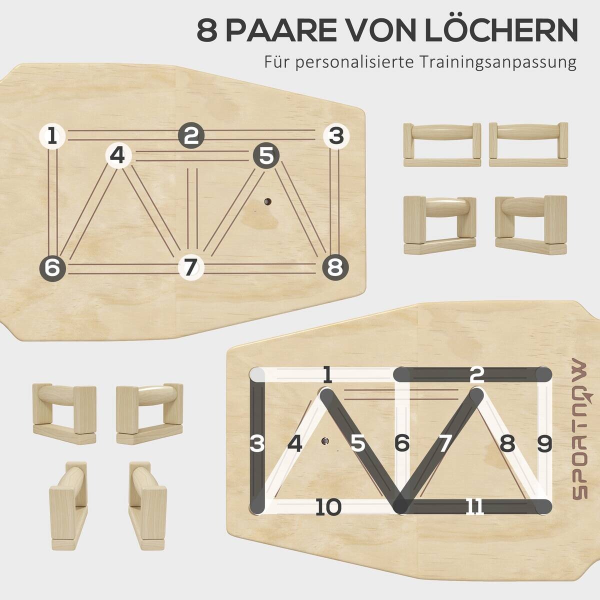 SPORTNOW Liegestützgriffe Holzoptik Holz B/H/L: ca. 30x26x80 cm