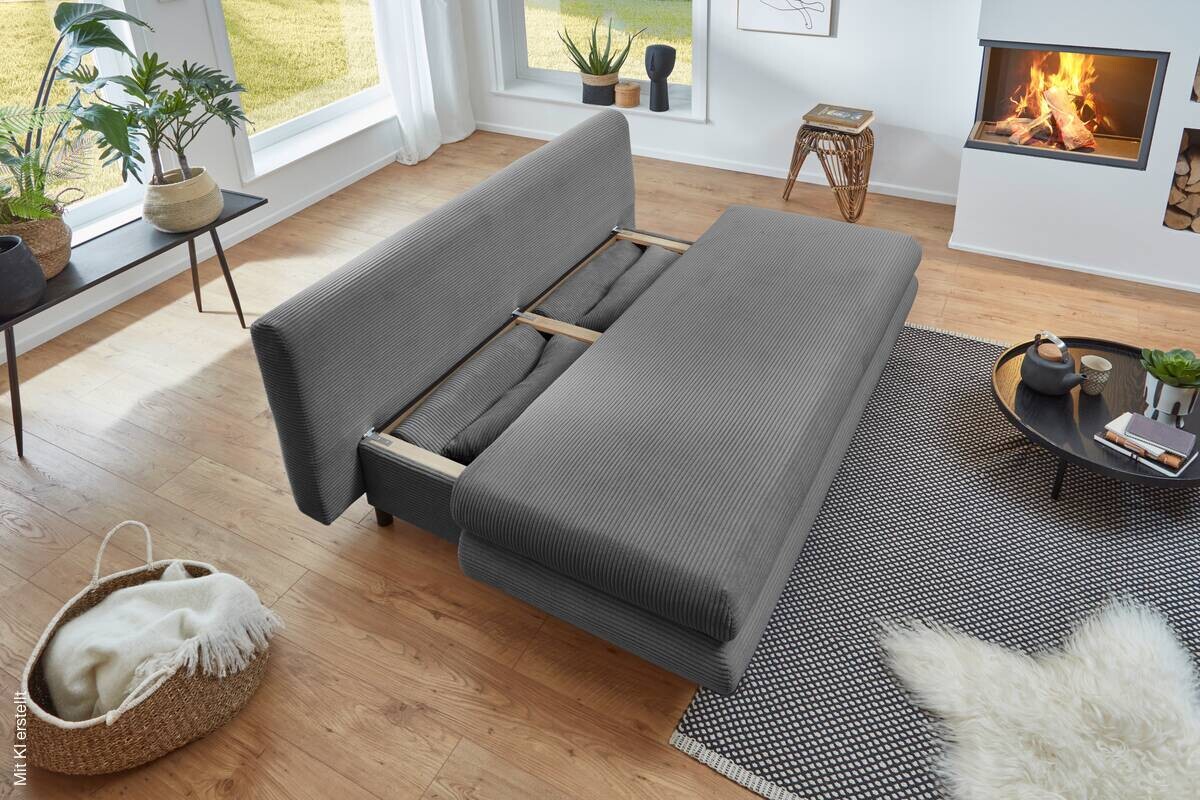 Schlafsofa Bern grau Microfaser B/H/T: ca. 190x93x92 cm