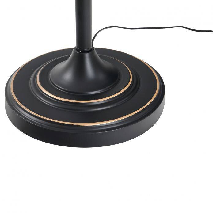 HOMCOM Stehlampe schwarz weiß Metall Polyester-Mischgewebe Stoff B/H/L: ca. 38x158x38 cm E27 3 Brennstellen