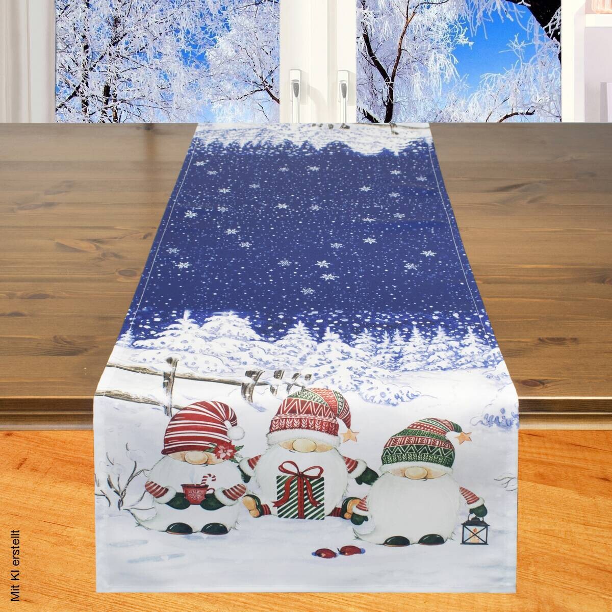 Tischläufer blau Polyester B/L: ca. 40x100 cm