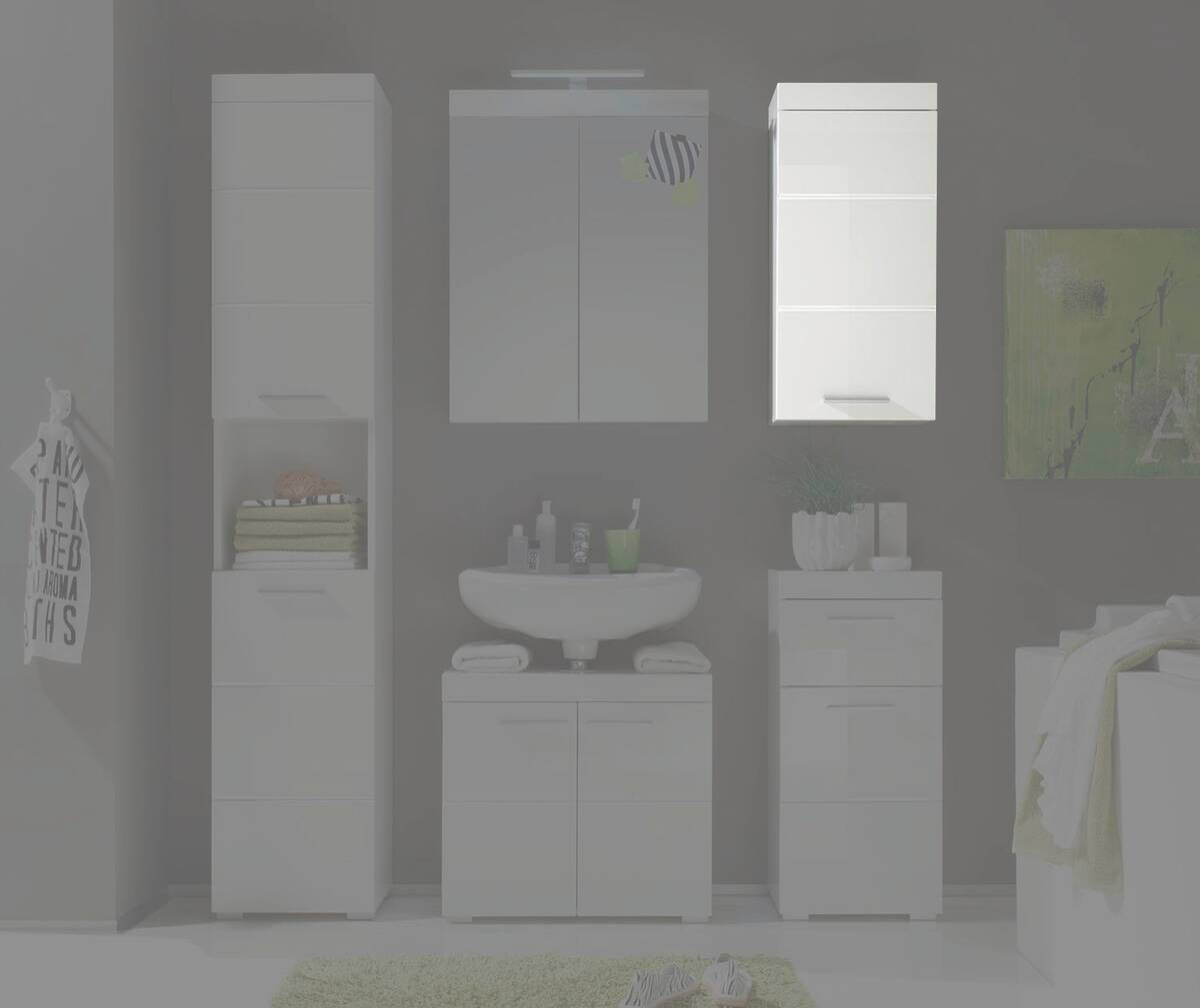Badhängeschrank Amanda weiß weiß Hochglanz B/H/T: ca. 37x77x23 cm