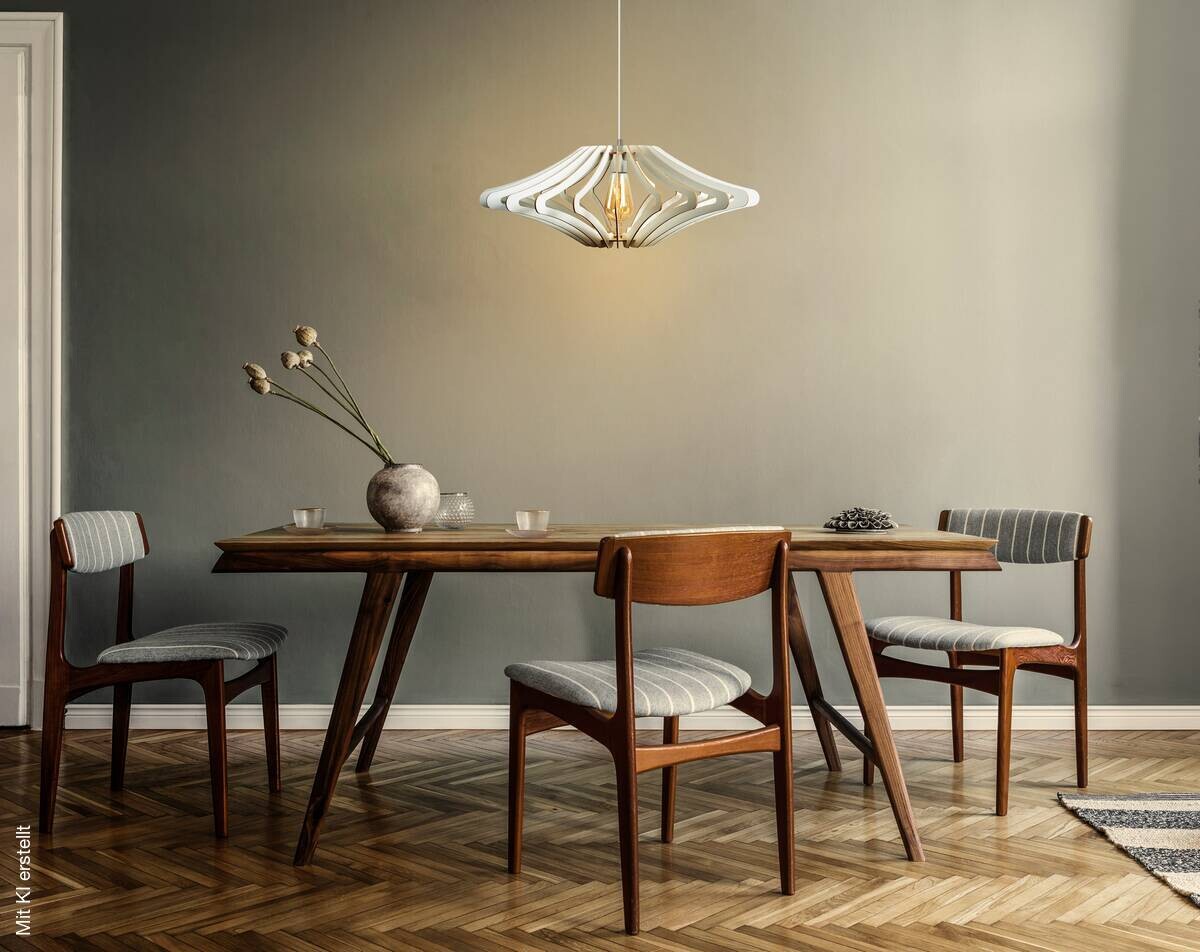 Opviq Pendelleuchte weiß MDF B/H/T/L/D: ca. 47x55x47x47x47 cm E27 1 Brennstellen