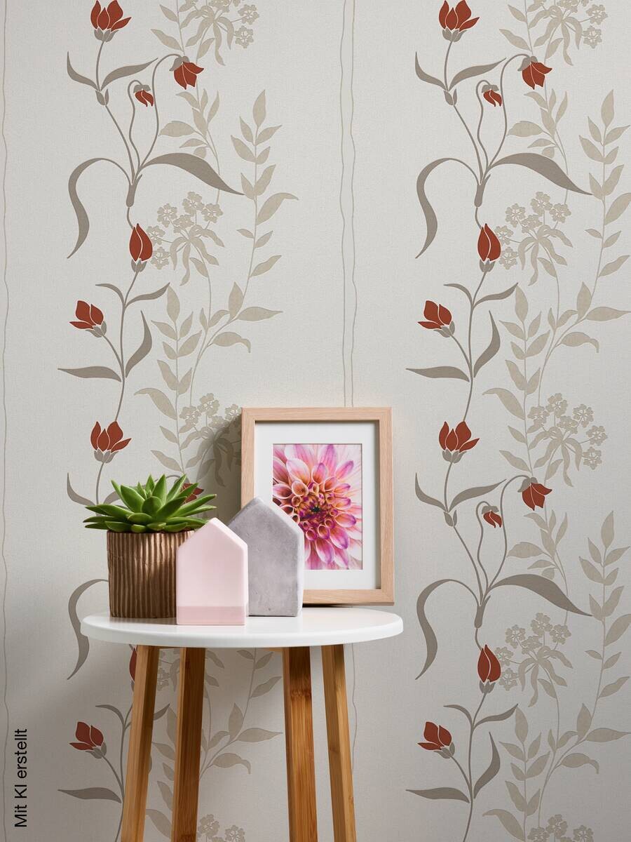 Livingwalls Vliestapete Best of Vlies Floral creme B/L: ca. 53x1005 cm