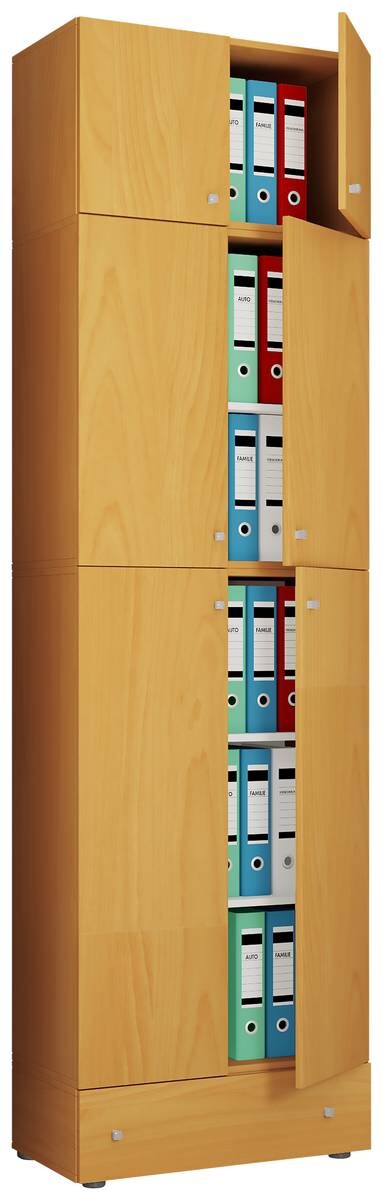 Büroschrank Lona buche Nachbildung weiß B/H/T: ca. 70x240x39 cm