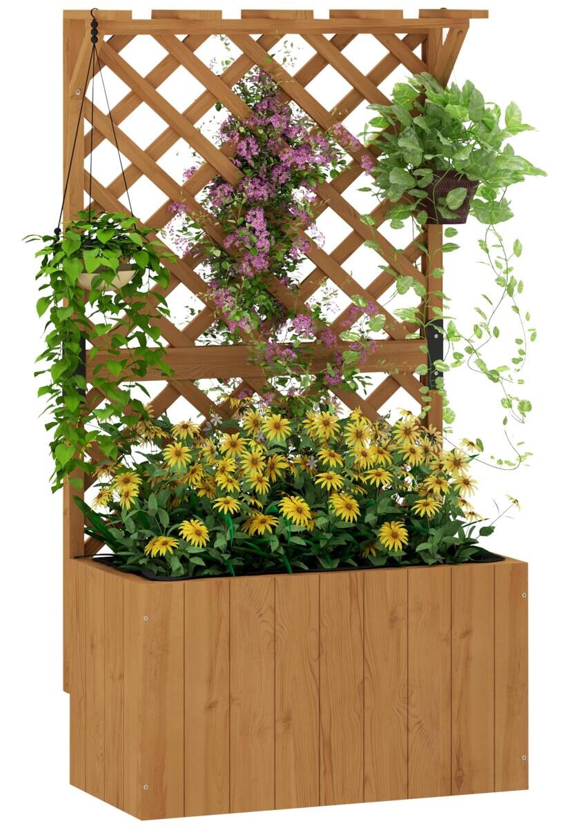 Outsunny Hochbeet Holzoptik Holz B/H/L: ca. 33x122x64 cm