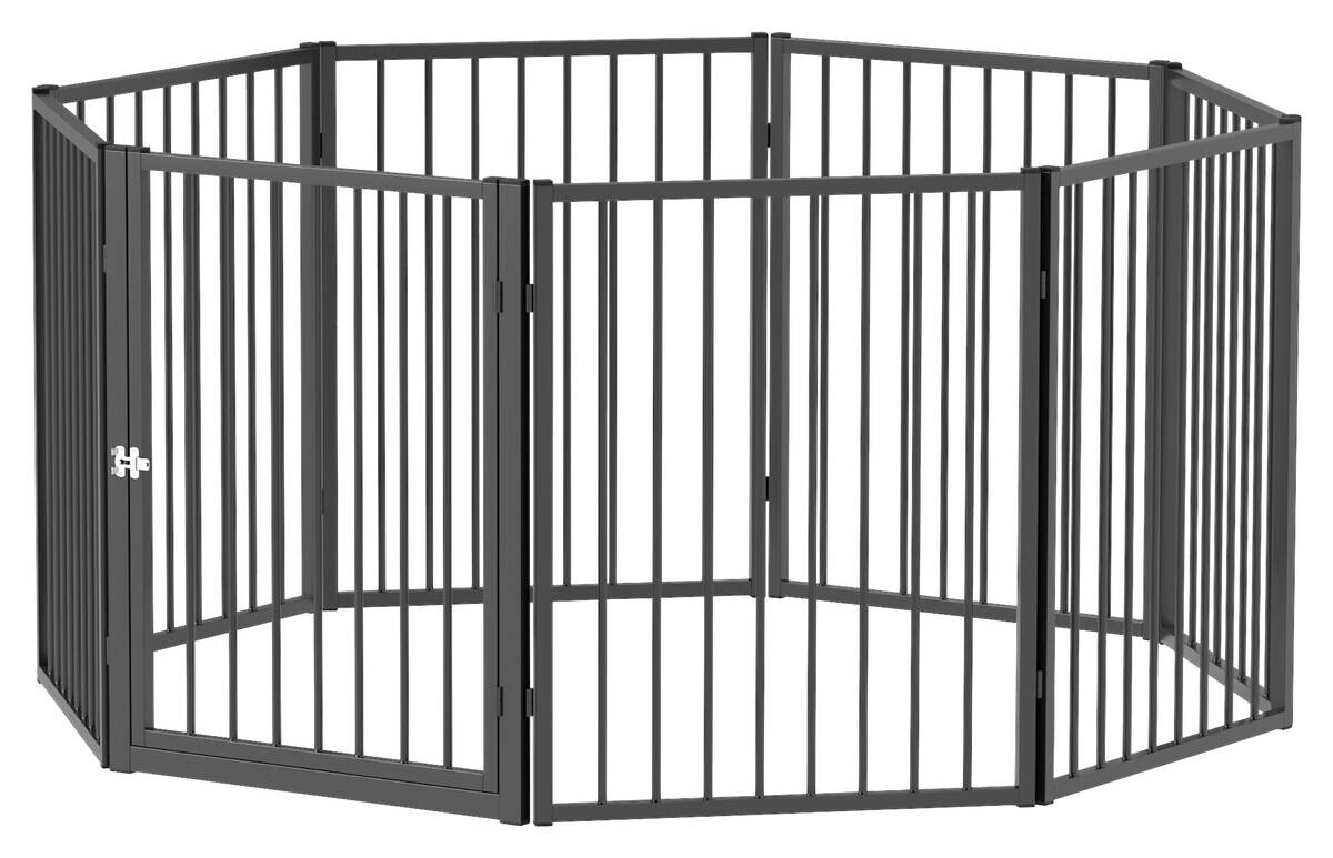 PawHut Welpenauslauf schwarz Stahl B/H/L: ca. 120x76x240 cm