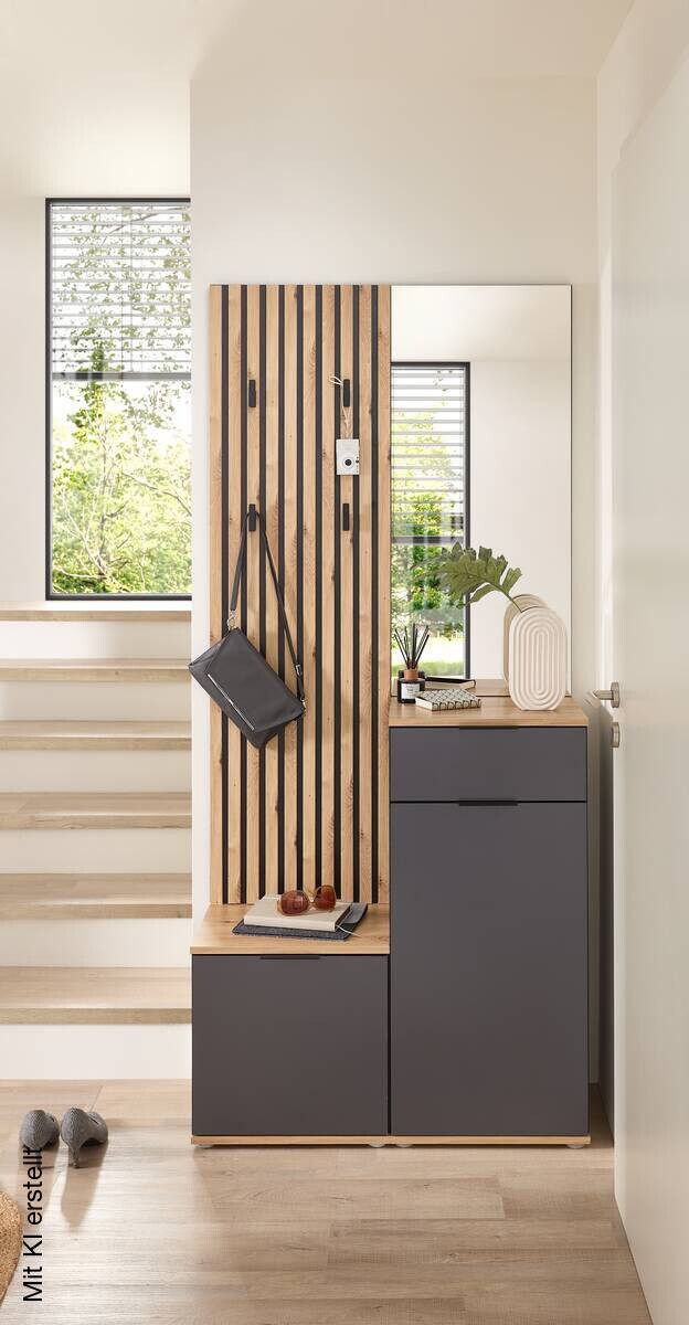 Garderobe Simple anthrazit Eiche Artisan Nachbildung B/H/T: ca. 88x195x35 cm