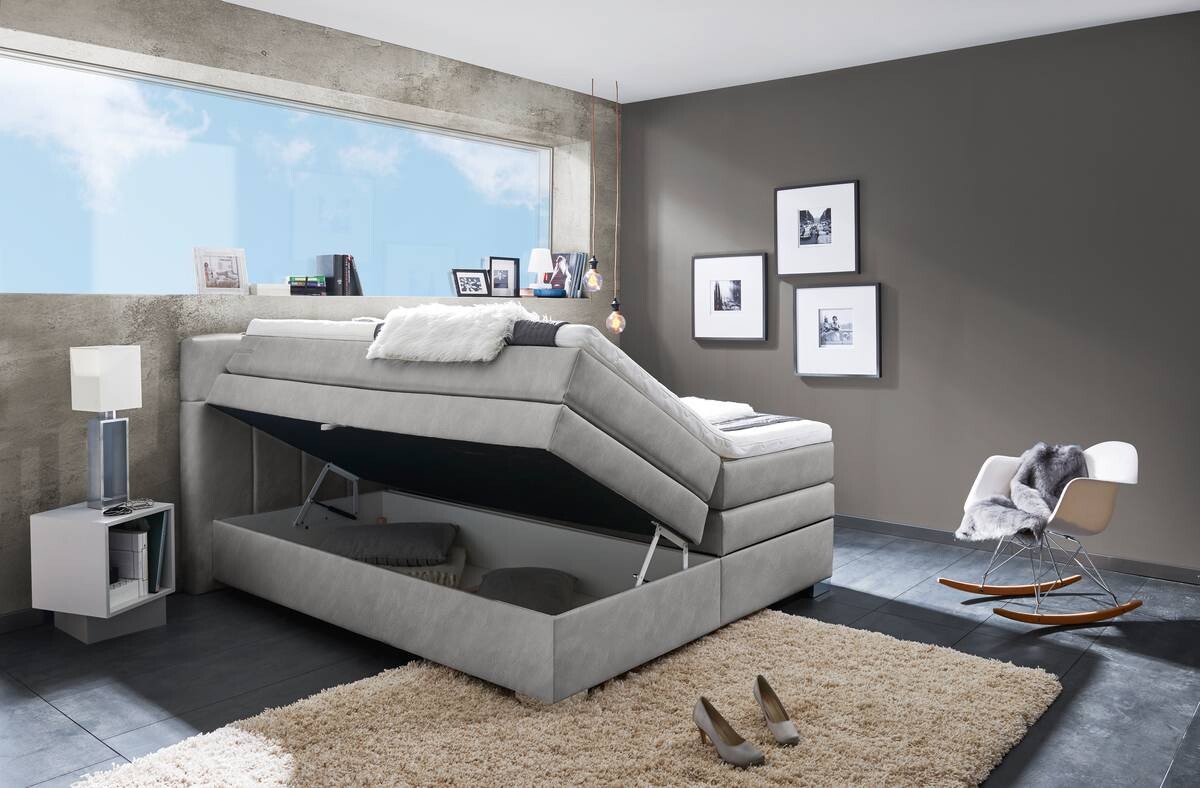 Boxspringbett Maratea silber Liegefläche B/L: ca. 180x200 cm