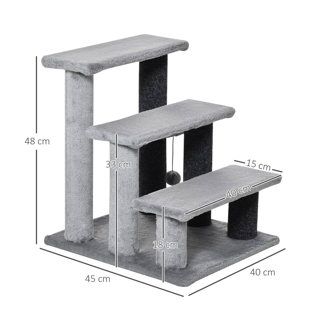 PawHut Haustiertreppe grau Polyester B/H/L: ca. 40x48x45 cm