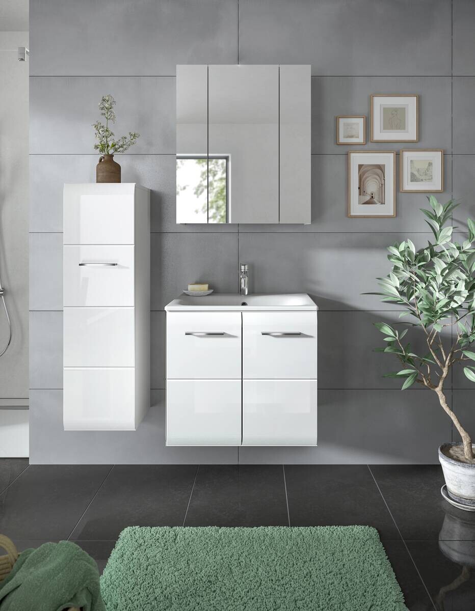 Badezimmer-Set Ice weiß weiß Hochglanz B/H/T: ca. 105x185x46 cm