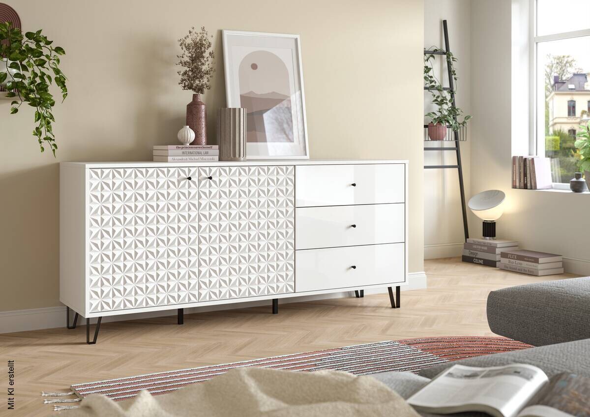 Sideboard PRISMA weiß weiß Hochglanz B/H/T: ca. 170x76x40 cm | weiß, Weiss | 170,00/76,00/40,00 cm