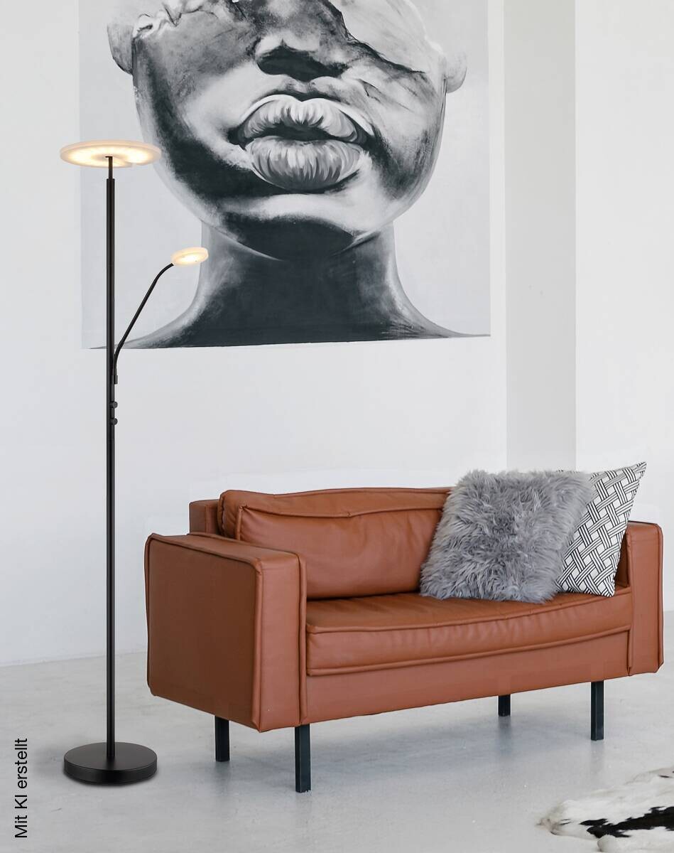 GLOBO Stehlampe mattschwarz Satiniert Metall Acryl H/D: ca. 180x30 cm 2 Brennstellen