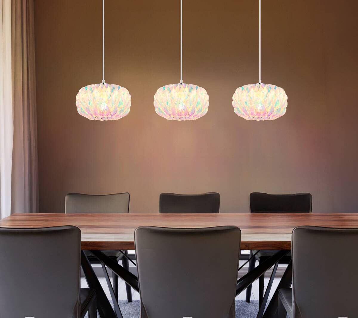 GLOBO Pendelleuchte Chrom Kunststoff Metall B/H/T: ca. 25x120x95 cm E27 3 Brennstellen