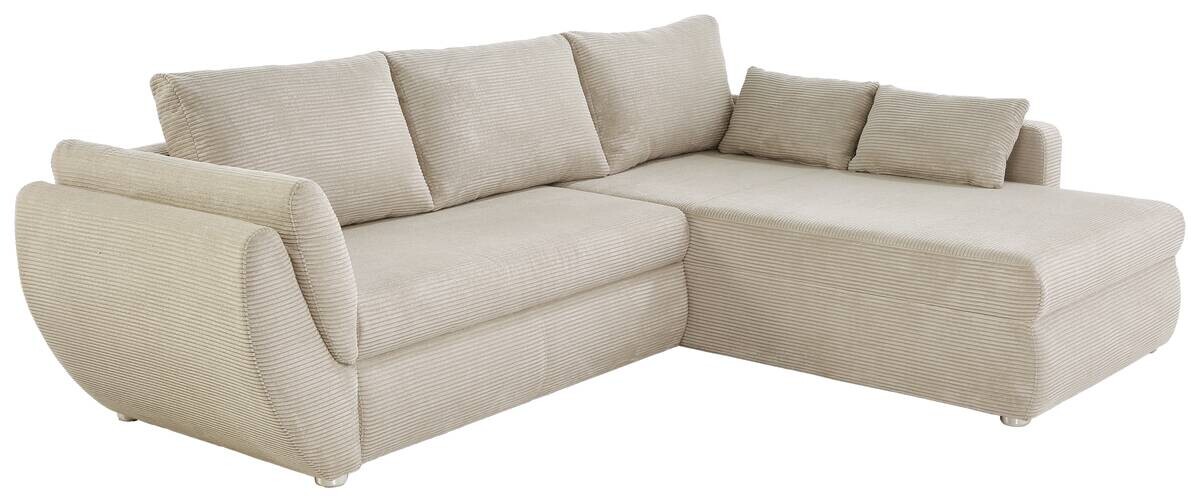 Ecksofa mit Bettfunktion und Bettkasten Greige Microfaser B/H/T: ca. 272x88x200 cm