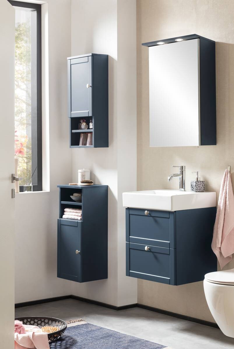 Waschbeckenunterschrank Jesper blau dunkel B/H/T: ca. 50x57x40 cm