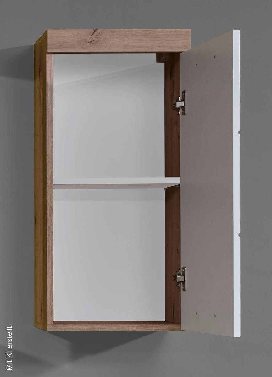 Stauraumelement Amanda weiß Hochglanz Asteiche Nachbildung B/H/T: ca. 37x77x23 cm