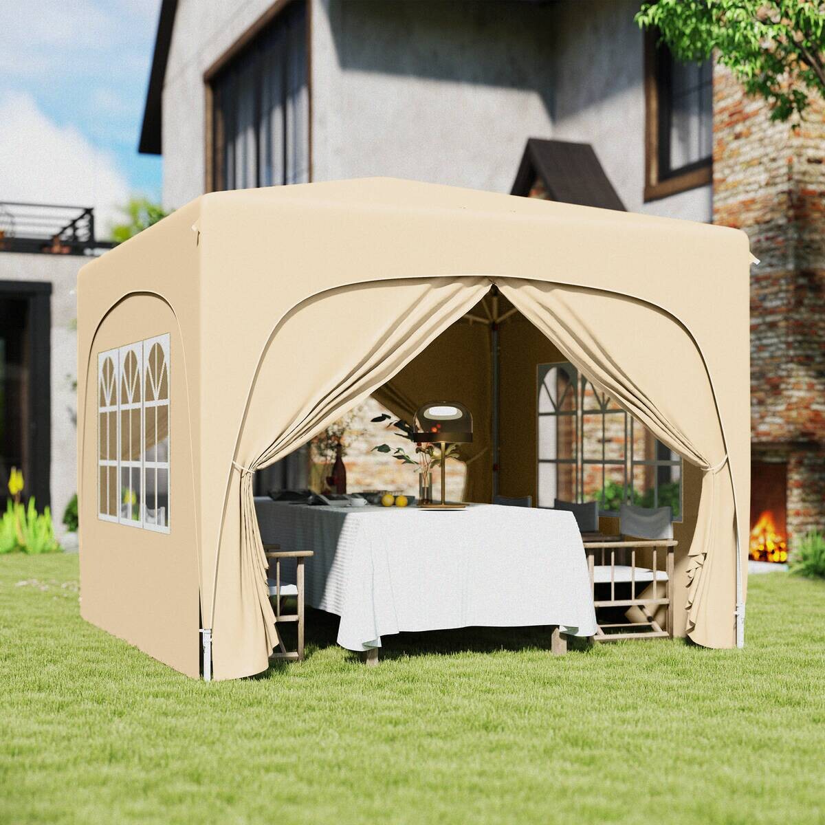 Outsunny Pavillon sand Metall B/H/L: ca. 300x273x300 cm