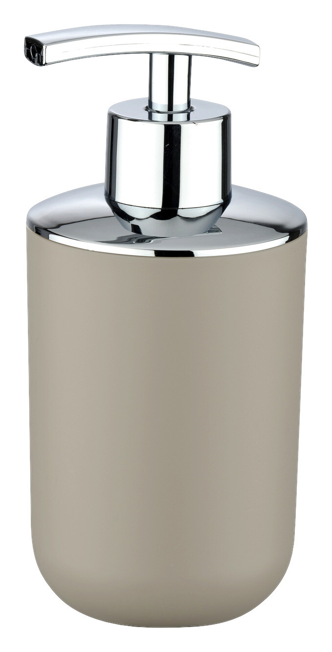 WENKO Seifenspender taupe silber Kunststoff B/H/L/D: ca. 7,3x16x7,3x7 cm | silber, taupe | 7,30/16,00/7,30 cm