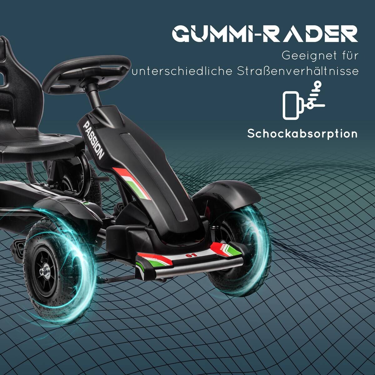 HOMCOM Kinder-Fahrzeug schwarz B/H/L: ca. 58x121x61 cm