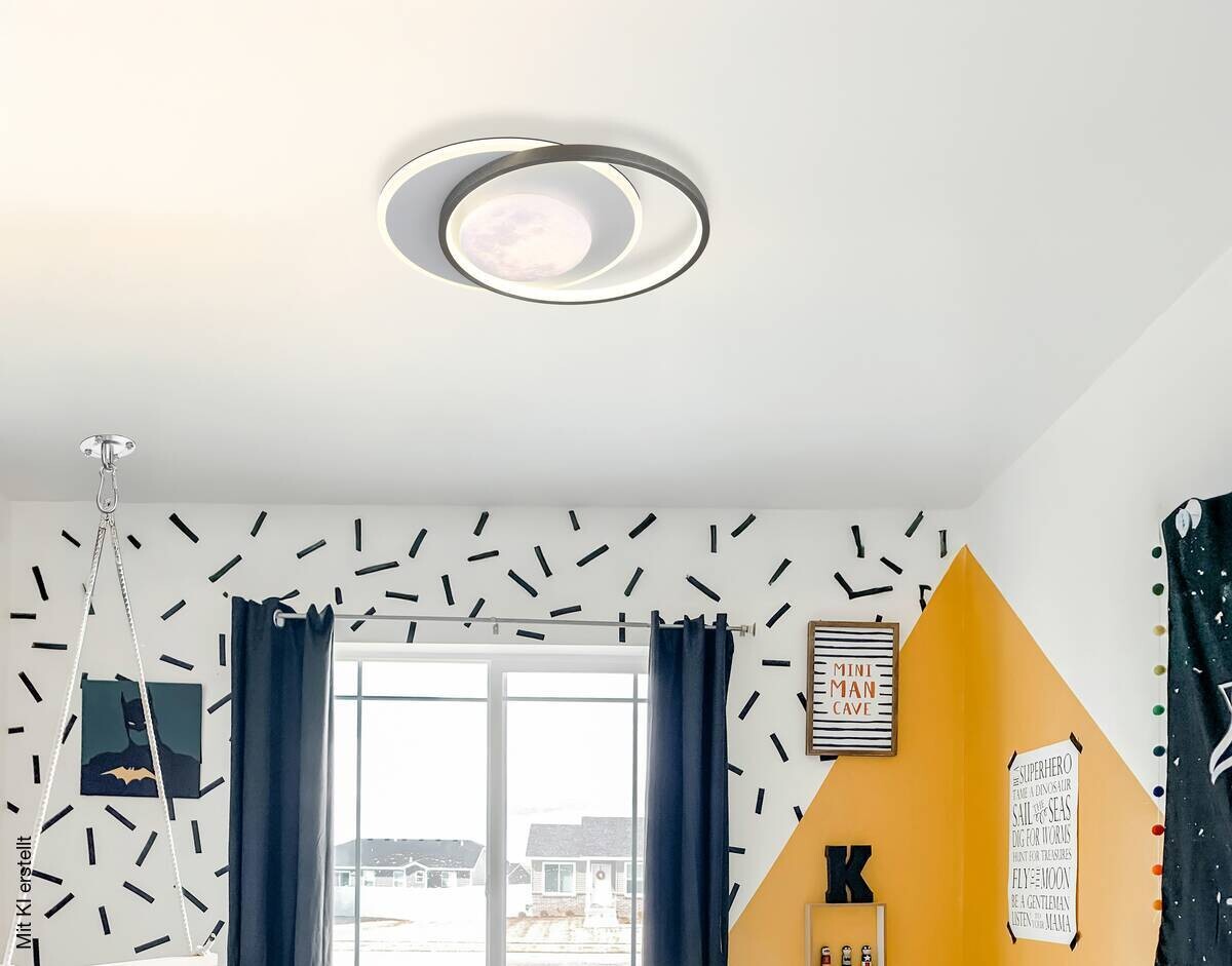 GLOBO Deckenventilator schwarz grau Metall Kunststoff B/H/L: ca. 10x36x43 cm