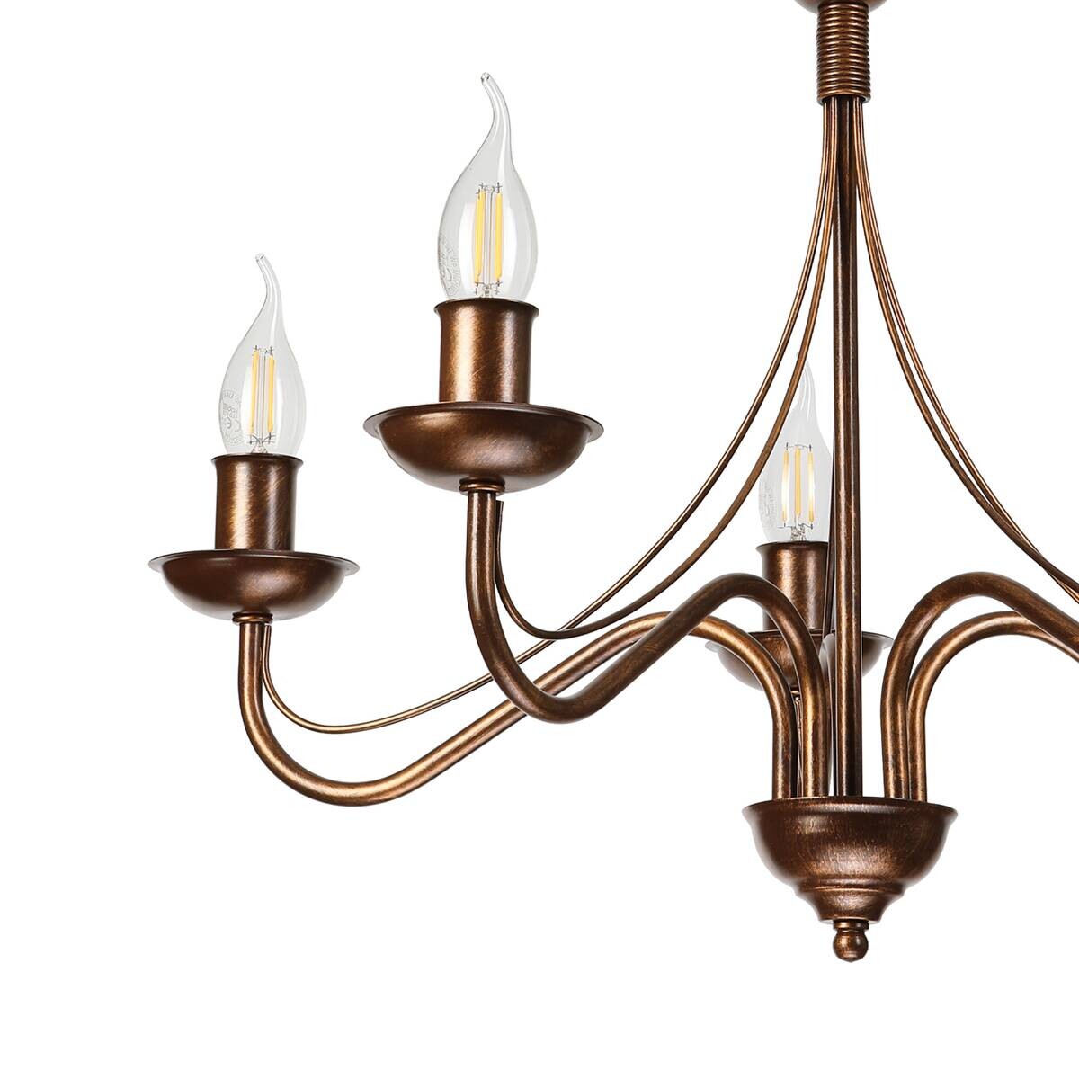 Lamkur Pendelleuchte braun Stahl B/H/L: ca. 53x71x53 cm E14 5 Brennstellen