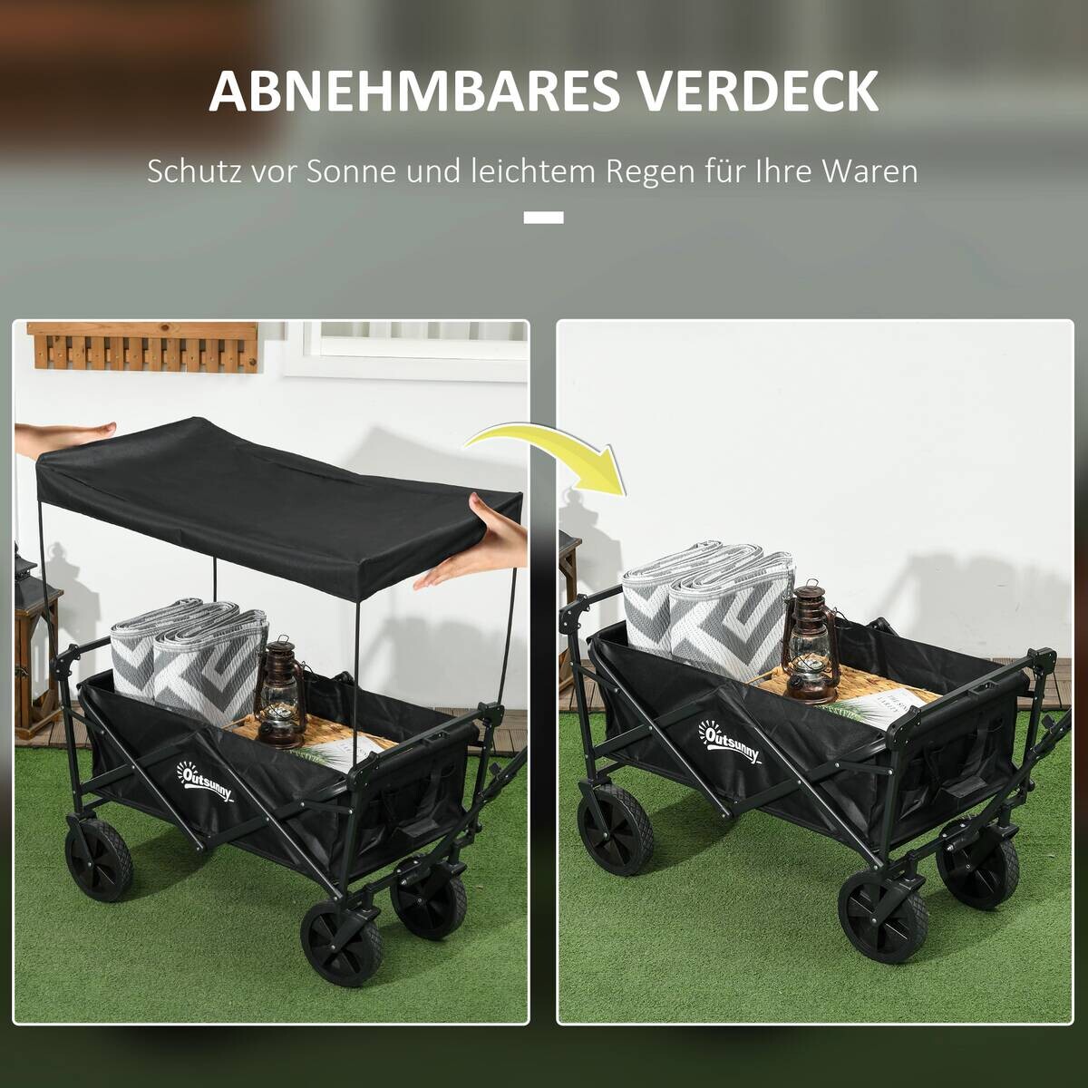 Outsunny Bollerwagen schwarz B/H/L: ca. 52x97x105 cm