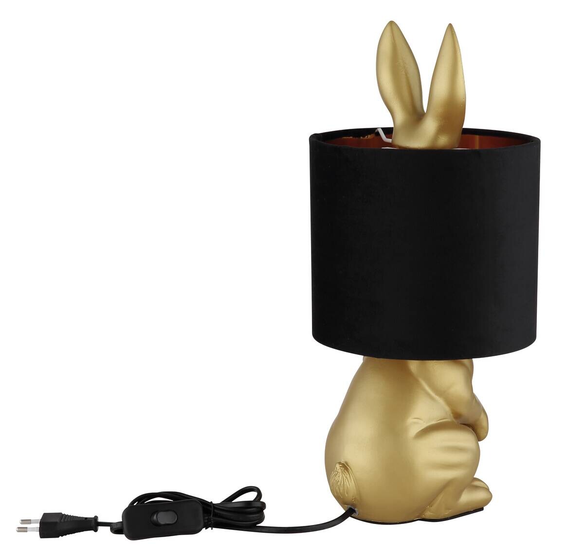 GLOBO Tischleuchte schwarz gold Samt Kunststoff H/D: ca. 41x18 cm E27 1 Brennstellen