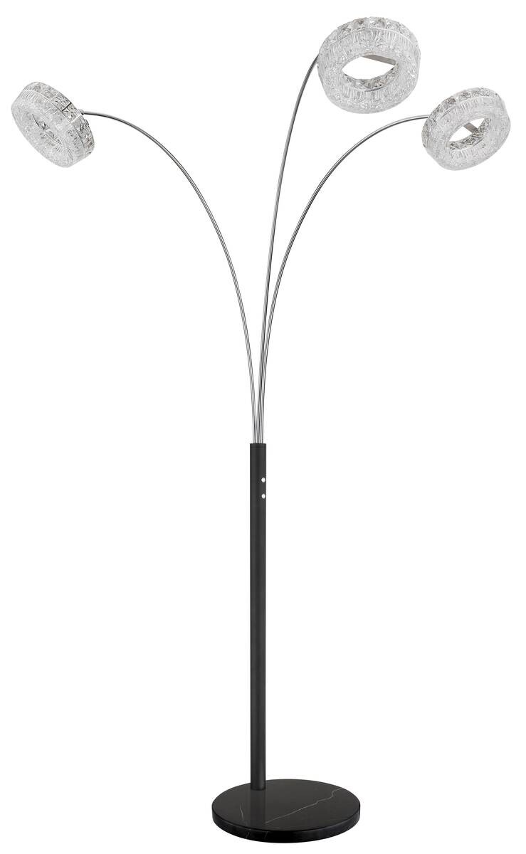 GLOBO Stehlampe klar schwarz Metall Acryl Glas B/H/L: ca. 102x190x82,5 cm 1 Brennstellen