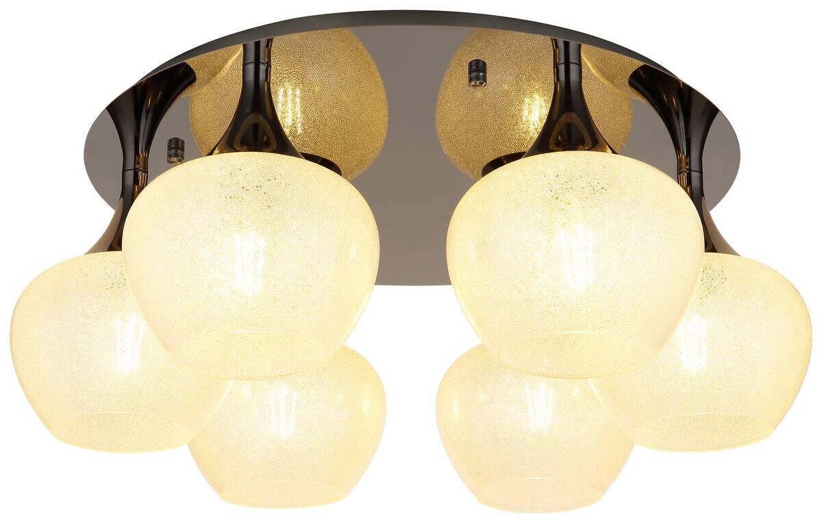 GLOBO Deckenleuchte MAXY 15548-6DK schwarz Chrom klar Acryl Metall H/D: ca. 26,5x65 cm E27 6 Brennstellen