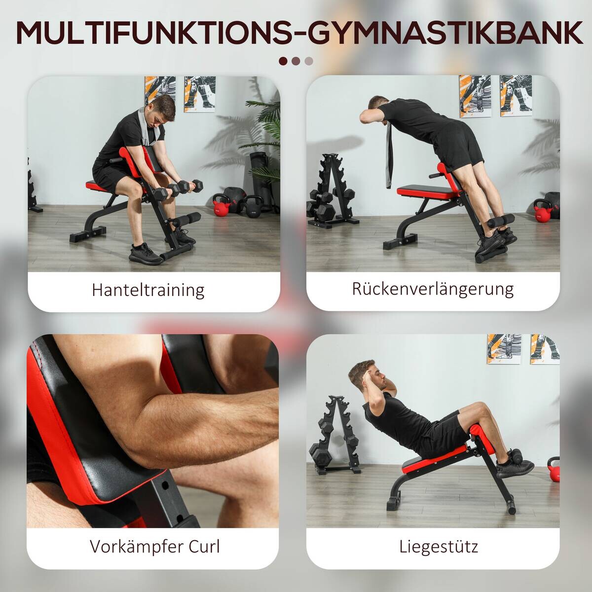 SPORTNOW Hantelbank schwarz Kunstleder B/H/L: ca. 65x98x103 cm