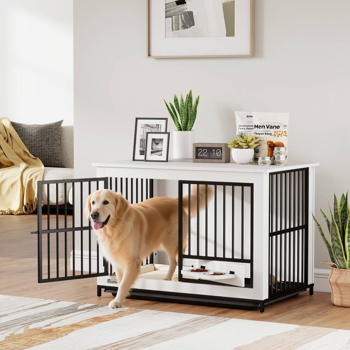 PawHut Hundetreppe weiß Metall B/H/L: ca. 60x68,5x95 cm