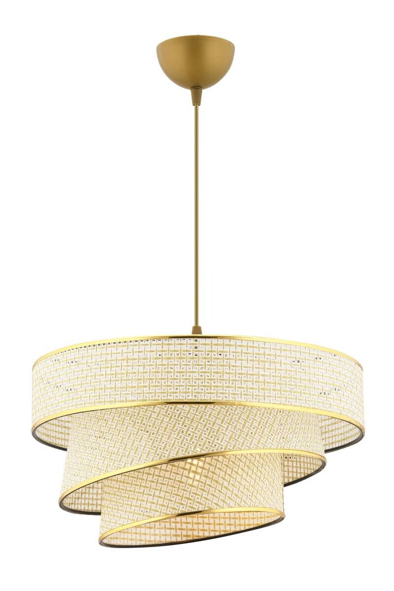 Opviq Pendelleuchte Couper gold creme Metall Baumwolle B/H/L: ca. 40x72x40 cm E27 1 Brennstellen
