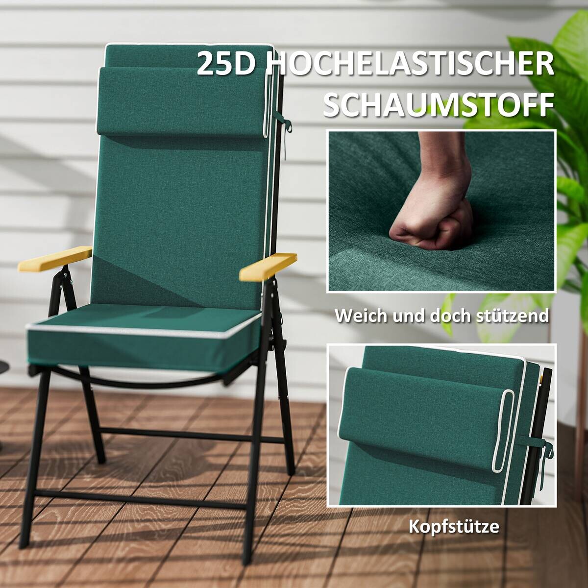 Outsunny Sitzkissen grün Polyester B/H/L: ca. 47x9,5x120 cm