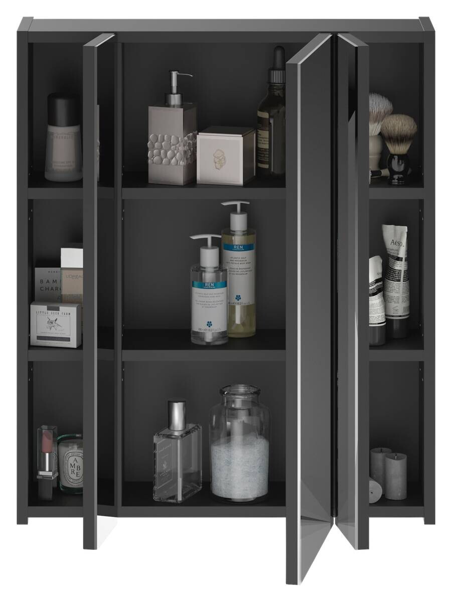 Spiegelschrank LINUS schwarz Spiegel Spanplatte B/H/T: ca. 60x70x10 cm