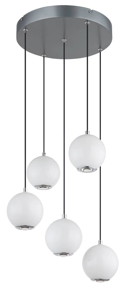 GLOBO Pendelleuchte Opal grau Metall Glas H/D: ca. 150x39 cm 1 Brennstellen