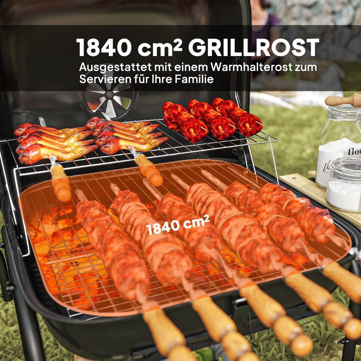 Outsunny Grill Stahl B/H/L: ca. 54x91x98 cm