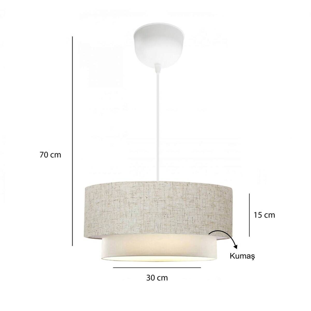 Pendelleuchte creme Stoff B/H/L/D: ca. 30x70x30x30 cm E27 1 Brennstellen