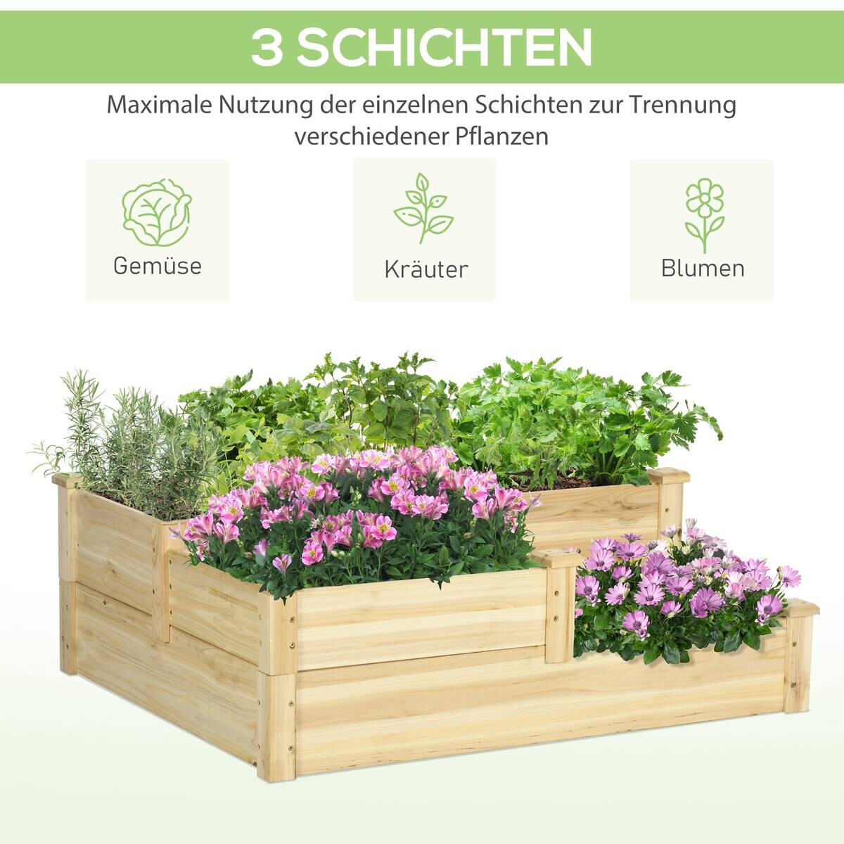 Outsunny Gartenbeet B/H/L: ca. 88x36x108 cm natur
