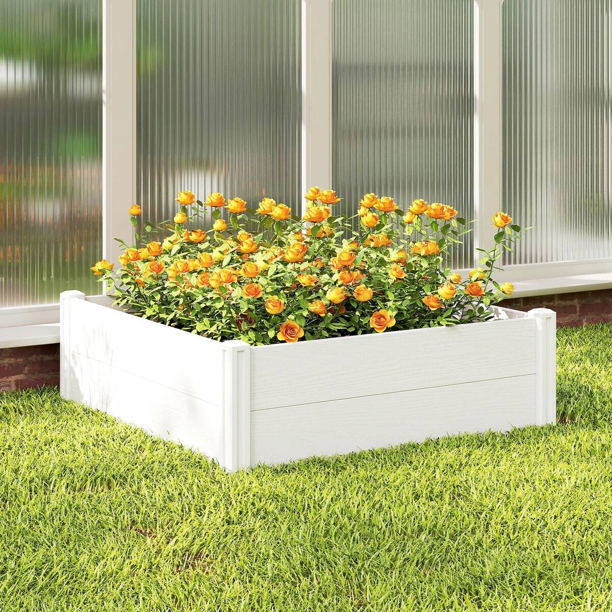 Outsunny Hochbeet weiß Kunststoff B/H/T/L: ca. 54x33x54x197 cm