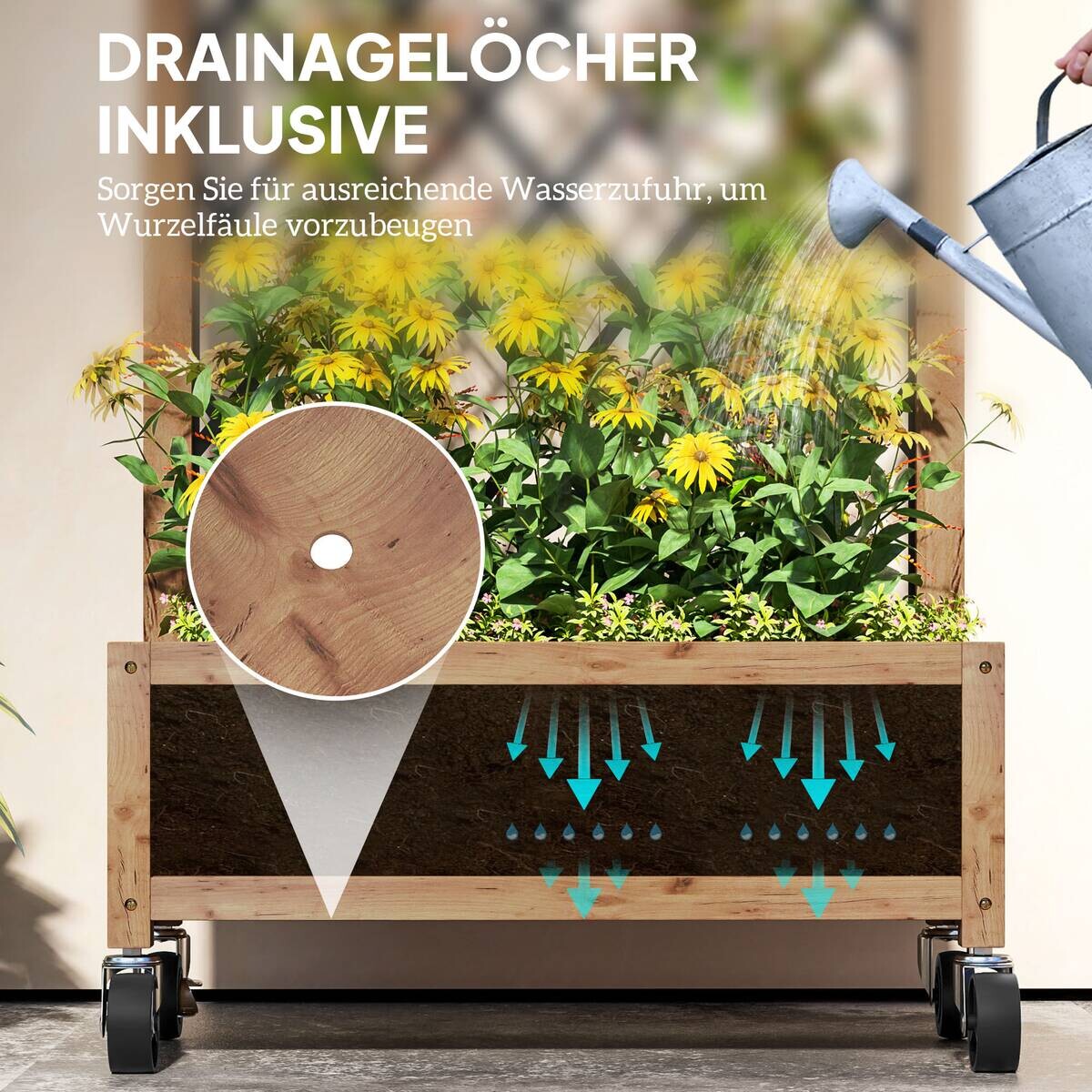 Outsunny Hochbeet 2er Set braun Holz B/H/L: ca. 25x97x52 cm