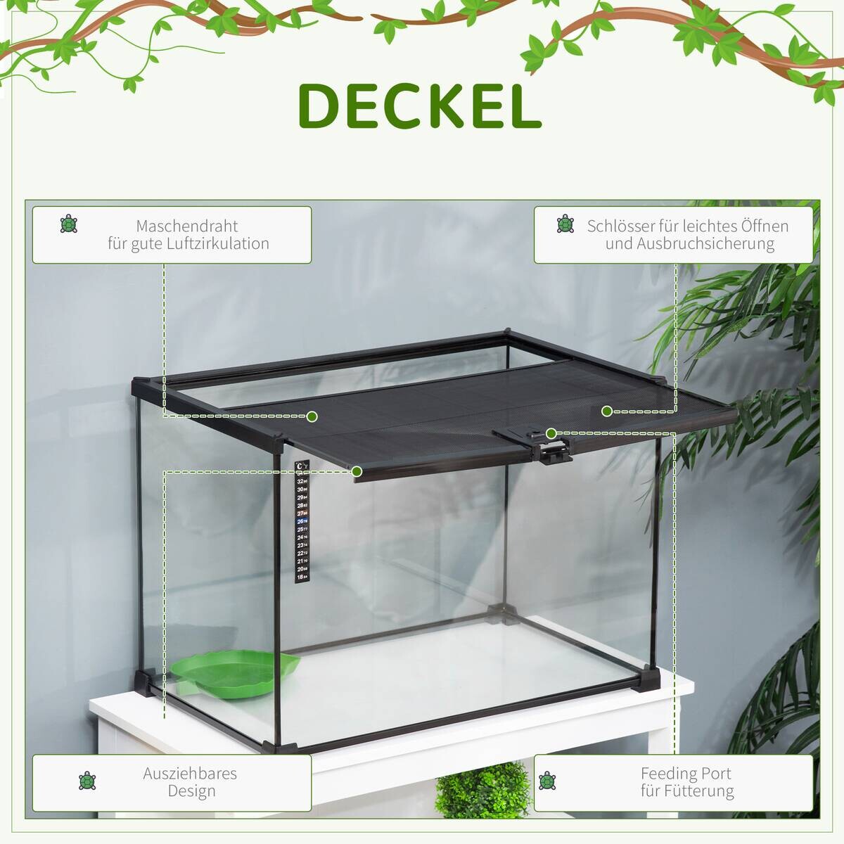 PawHut Terrarium schwarz Edelstahl B/H/L: ca. 30x50x35 cm