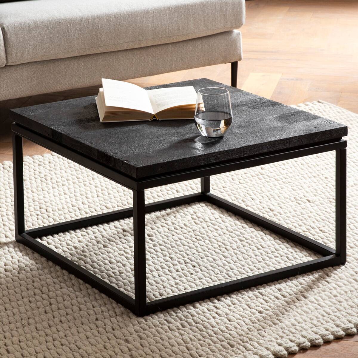 Wohnling Couchtisch schwarz Mango B/H/T: ca. 60x35x60 cm
